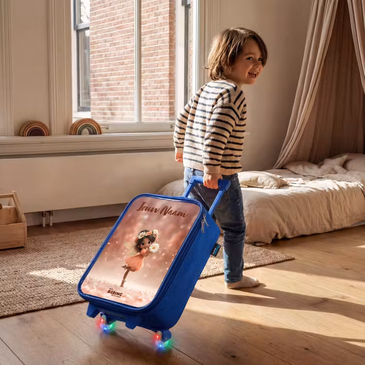 Fee met madeliefjes Kinderkoffer - Blauw klein -sfeer1