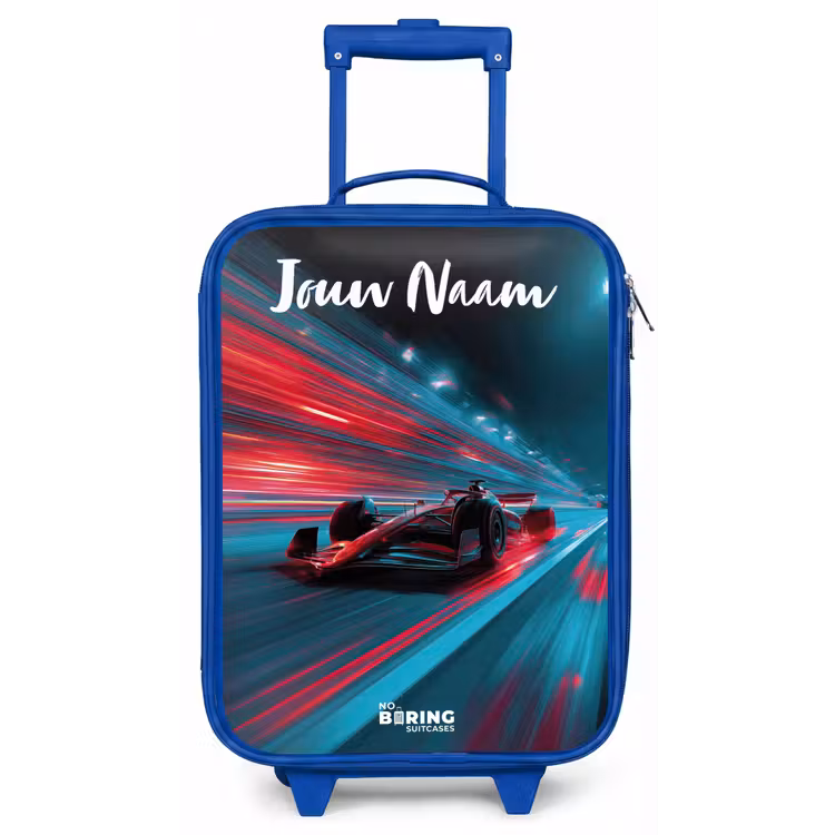 Formule 1 - Raceauto - Rood - Neonverlichting Kinderkoffer - Blauw klein -zz3dotto