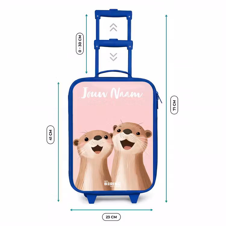 Glimlach - Otters - Roze - Illustratie Kinderkoffer - Blauw klein -productfoto_formaten