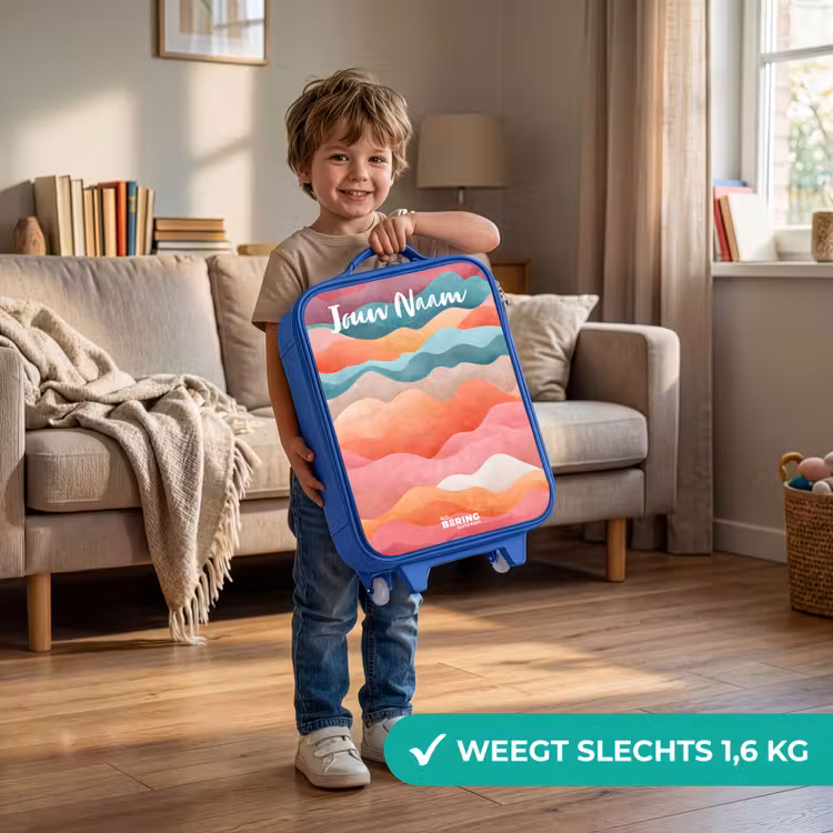 Golven - Kleurrijk - Abstract Kinderkoffer - Blauw klein -sfeer2_NL