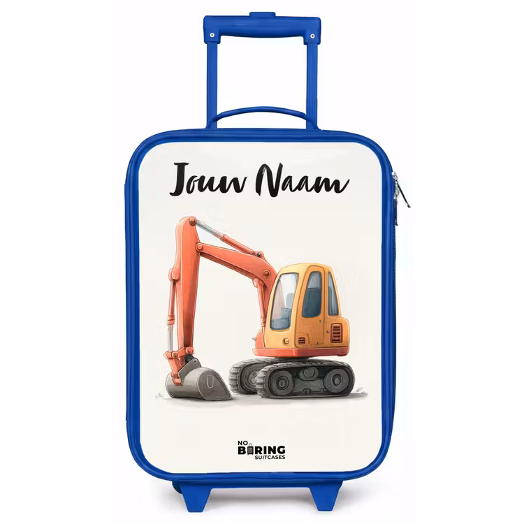 Graafmachine - Getekend - Oranje Kinderkoffer - Blauw klein -zz3dotto