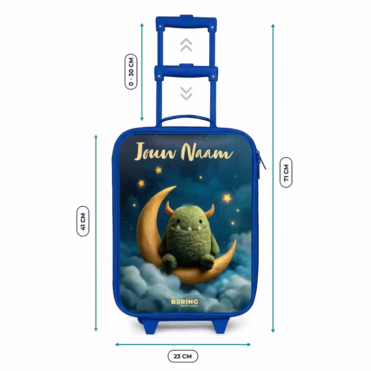 Groen monster op maansikkel Kinderkoffer - Blauw klein -productfoto_formaten