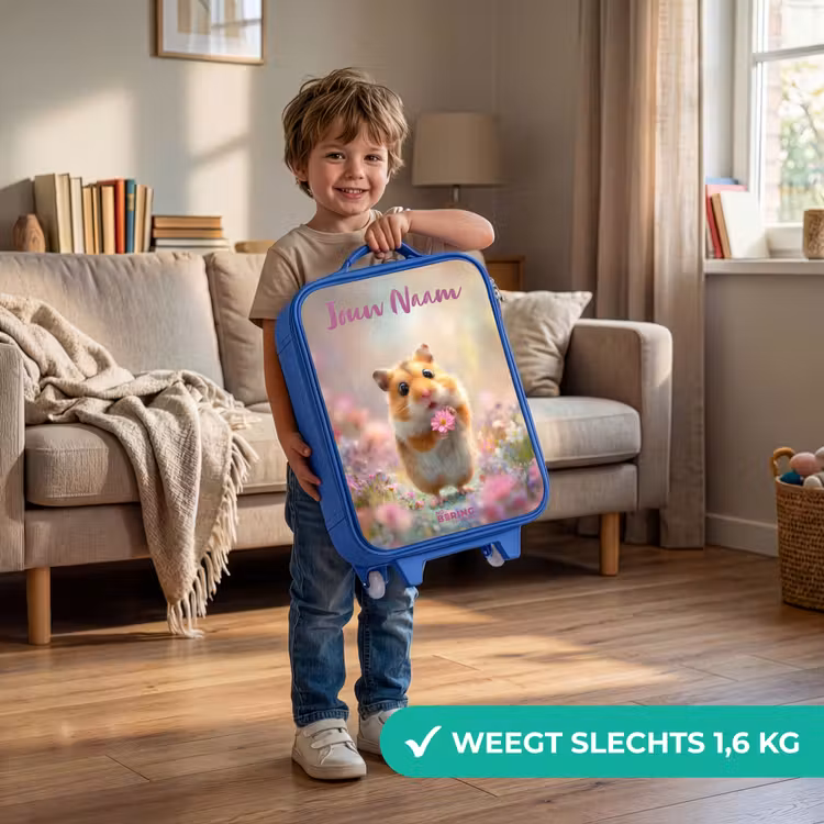 Hamster - Bloem - Natuur - Dier Kinderkoffer - Blauw klein -sfeer2_NL