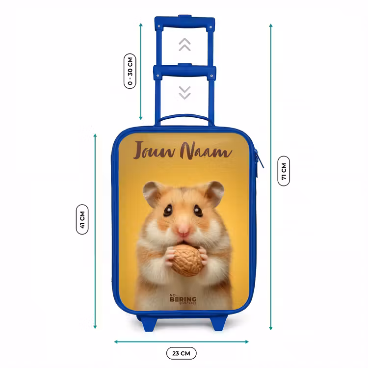 Hamster - Walnoot - Dier Kinderkoffer - Blauw klein -productfoto_formaten