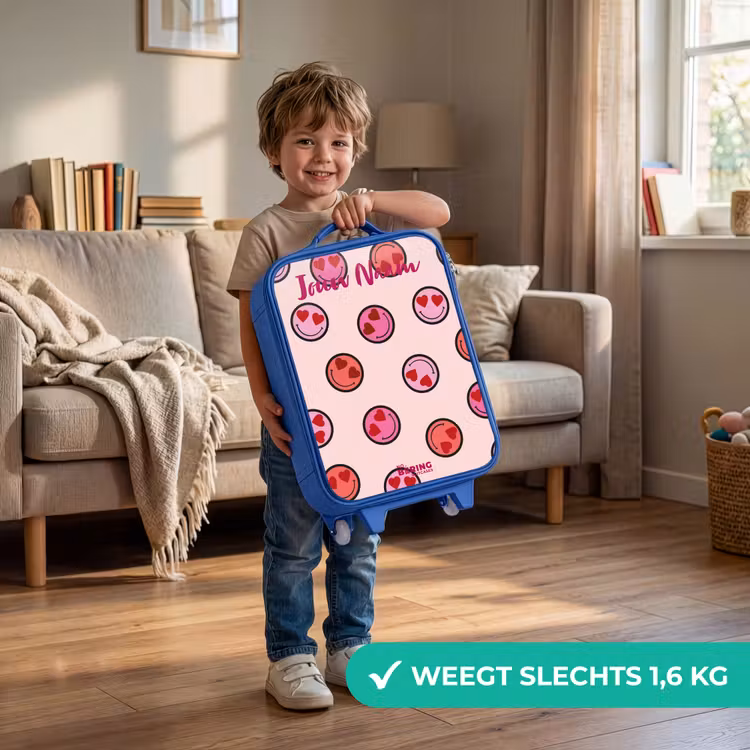 Hartje - Smiley - Patroon Kinderkoffer - Blauw klein -sfeer2_NL