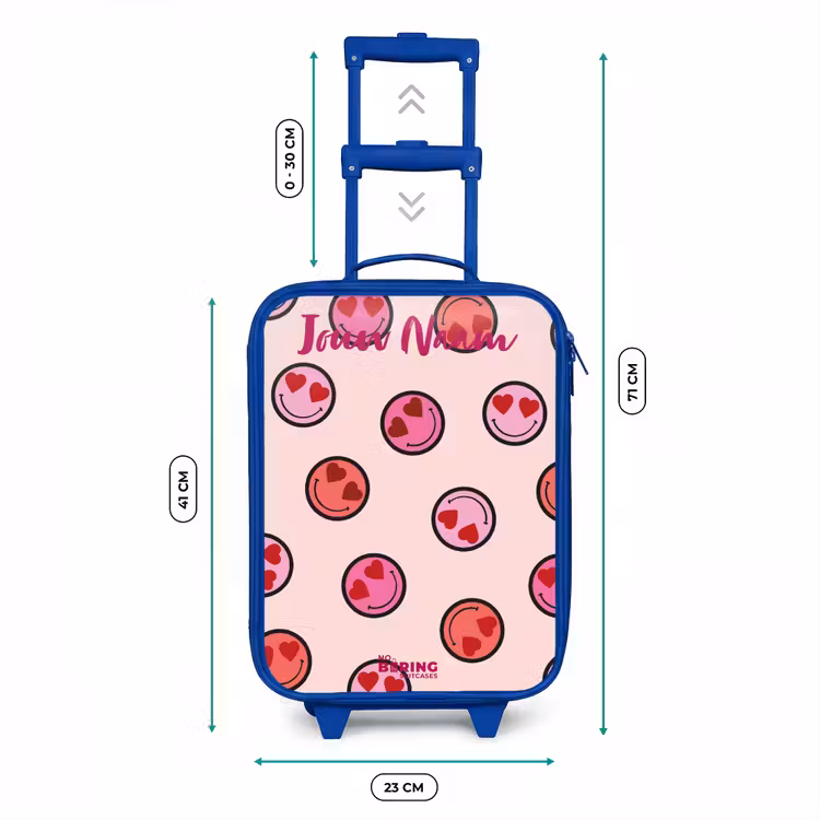 Hartje - Smiley - Patroon Kinderkoffer - Blauw klein -productfoto_formaten