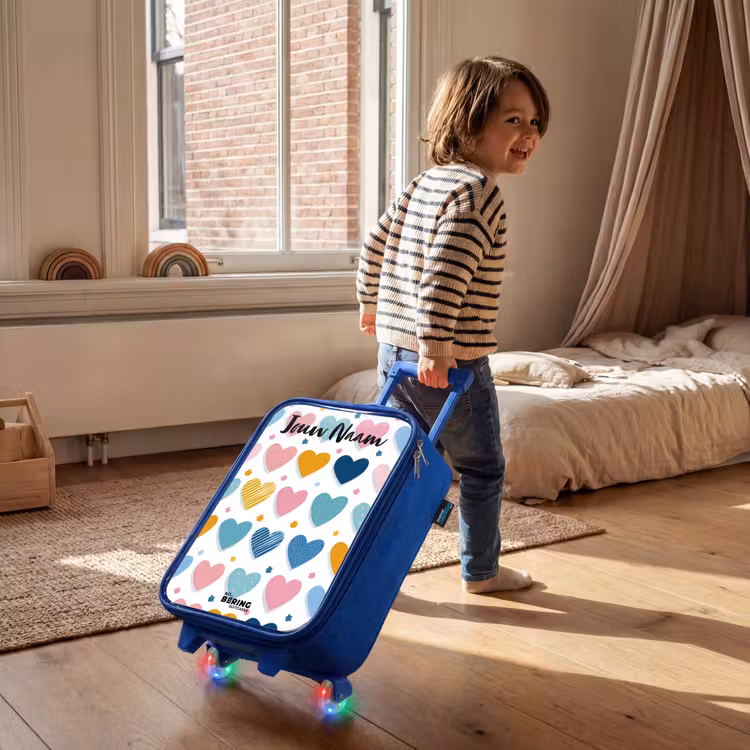 Hartjes - Pastel - Patroon Kinderkoffer - Blauw klein -sfeer1