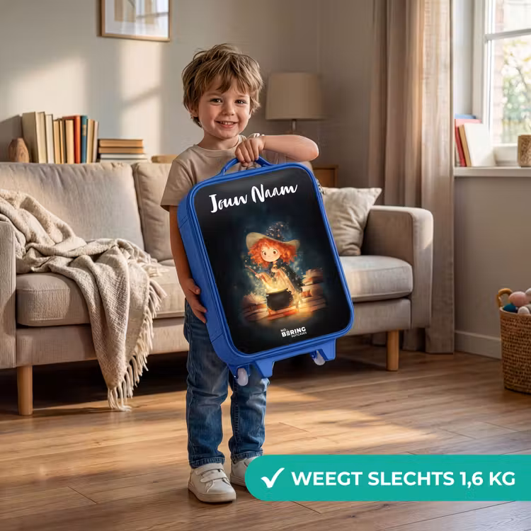 Heks met Sprankelende Toverdrank Kinderkoffer - Blauw klein -sfeer2_NL