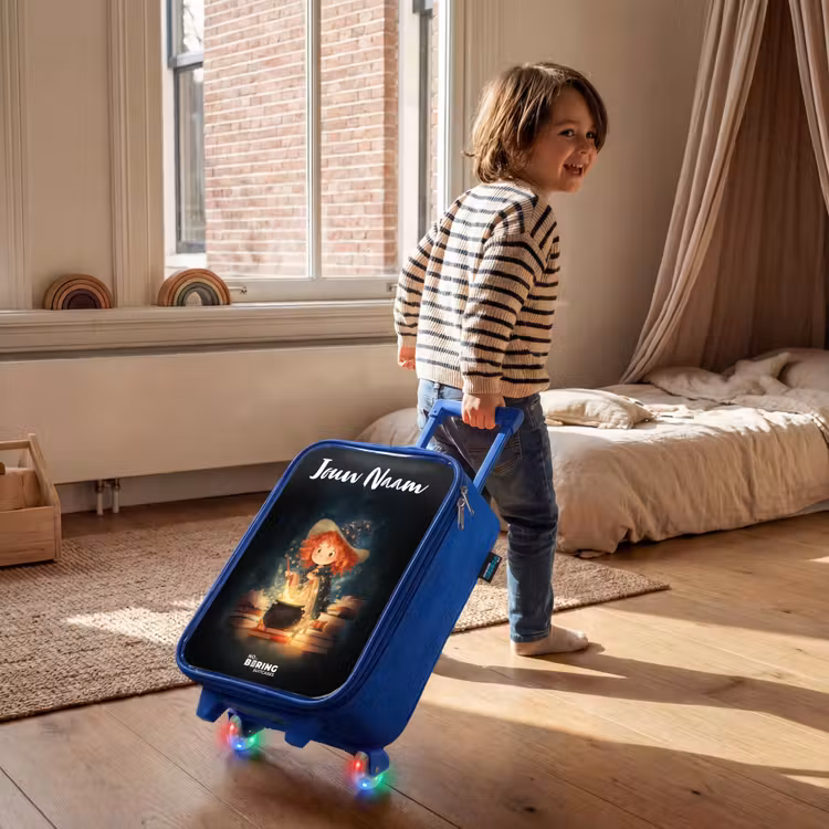 Heks met Sprankelende Toverdrank Kinderkoffer - Blauw klein -sfeer1