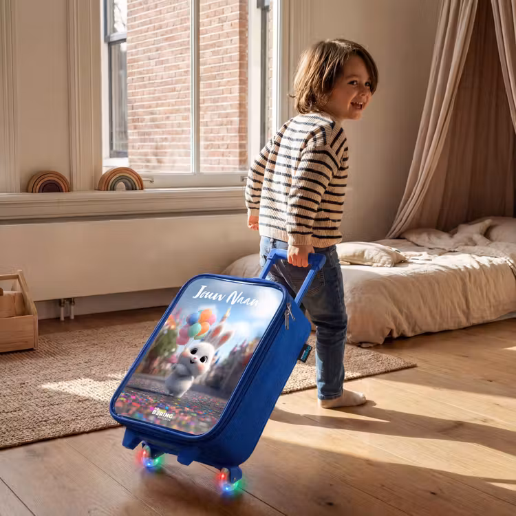 konijn - Ballonnen Kinderkoffer - Blauw klein -sfeer1