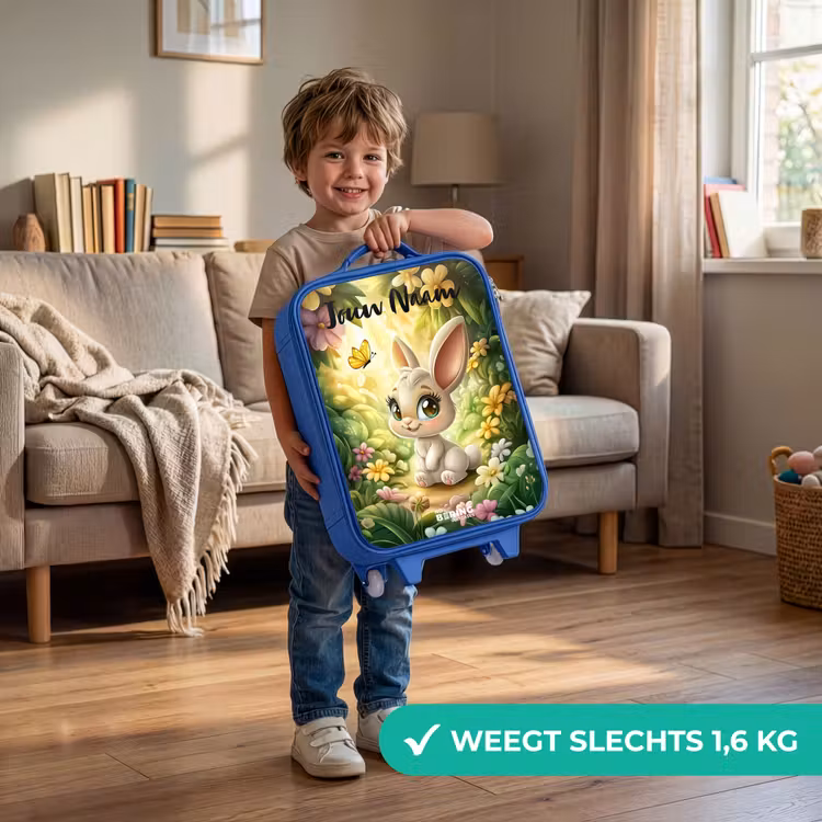 Konijn - Zonlicht - Sprookjesachtig - Vlinder Kinderkoffer - Blauw klein -sfeer2_NL