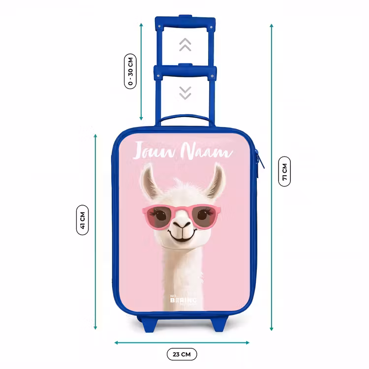 Lama - Wit - Zonnebril - Wimpers Kinderkoffer - Blauw klein -productfoto_formaten