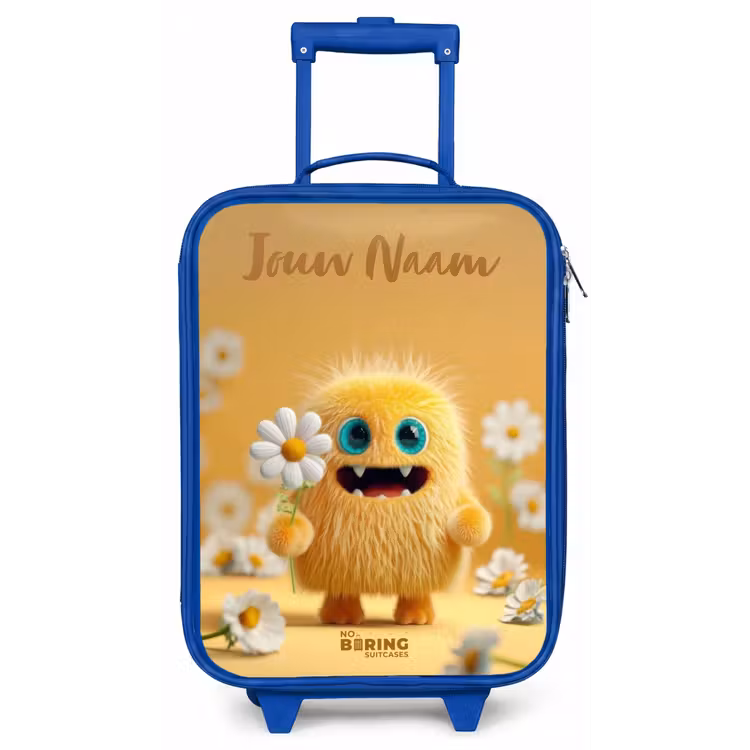Monster - Wezen - Bloem - Geel Kinderkoffer - Blauw klein -zz3dotto