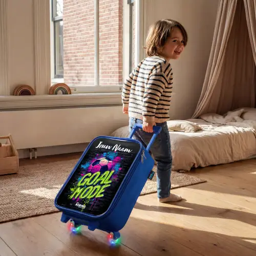 Neon - Graffiti - Voetbal - Kleurrijk Kinderkoffer - Blauw klein -sfeer1