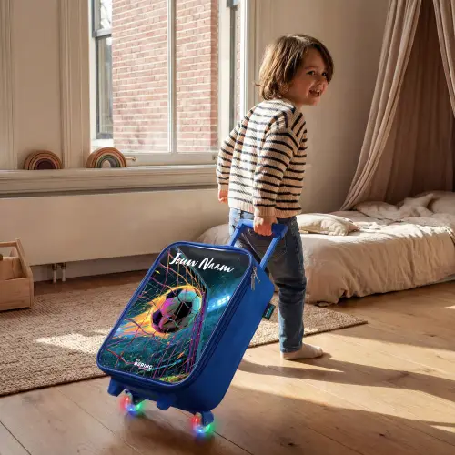 Neon - Net - Voetbal - Kleurrijk Kinderkoffer - Blauw klein -sfeer1