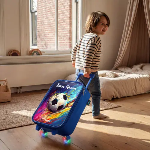Neon - Voetbal - Kleurrijk Kinderkoffer - Blauw klein -sfeer1
