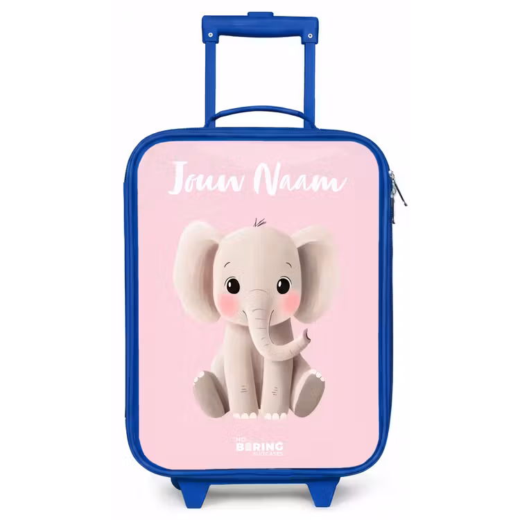 Olifant - Grijs - Baby - Slurf Kinderkoffer - Blauw klein -zz3dotto