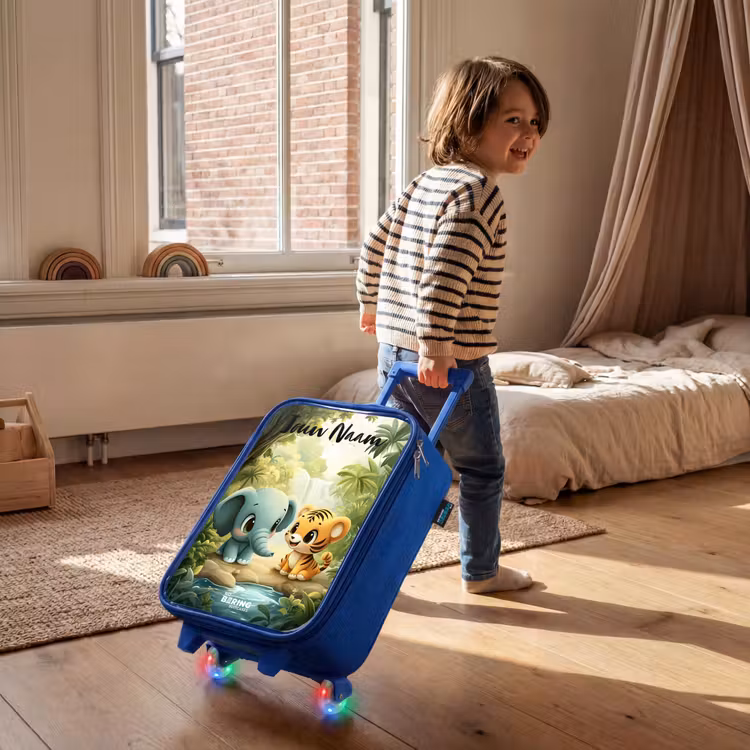 Olifant - Tijger - Bos - Jungle Kinderkoffer - Blauw klein -sfeer1