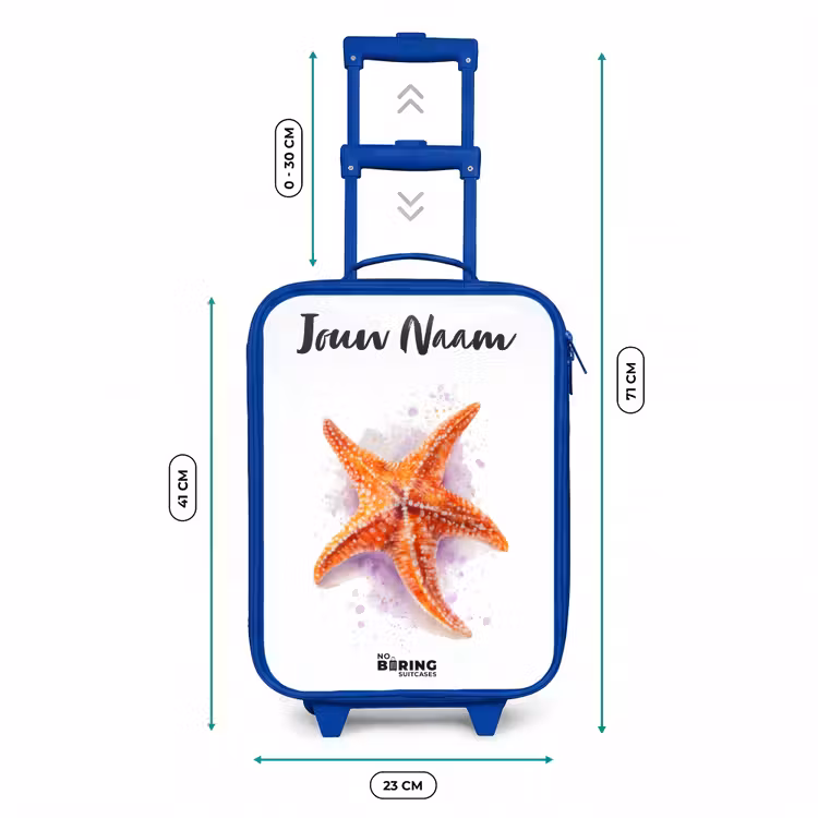 Oranje Zeester Illustratie Kinderkoffer - Blauw klein -productfoto_formaten