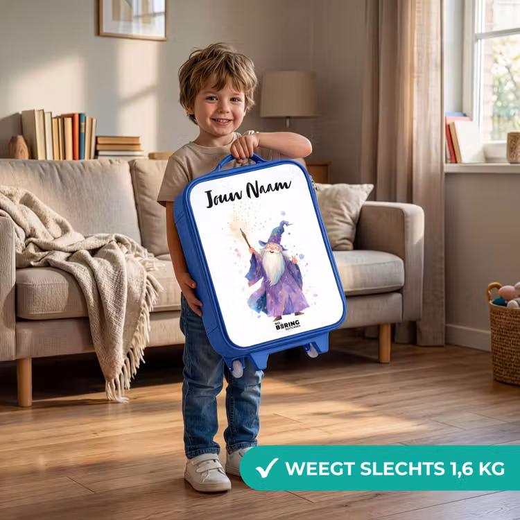Oude tovenaar met staf Kinderkoffer - Blauw klein -sfeer2_NL