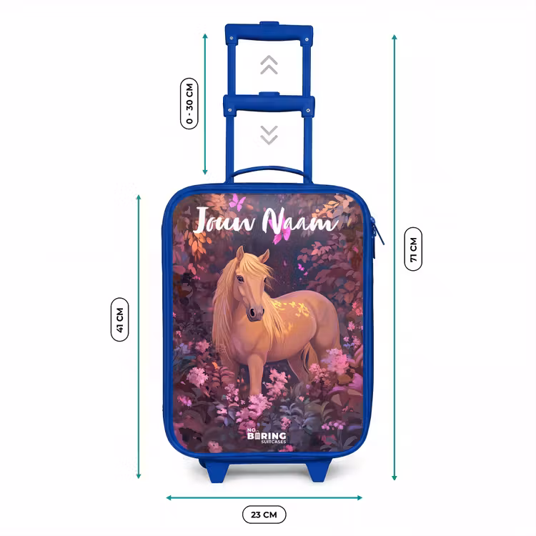 Paard - Bloemen - Paars - Vlinder Kinderkoffer - Blauw klein -productfoto_formaten