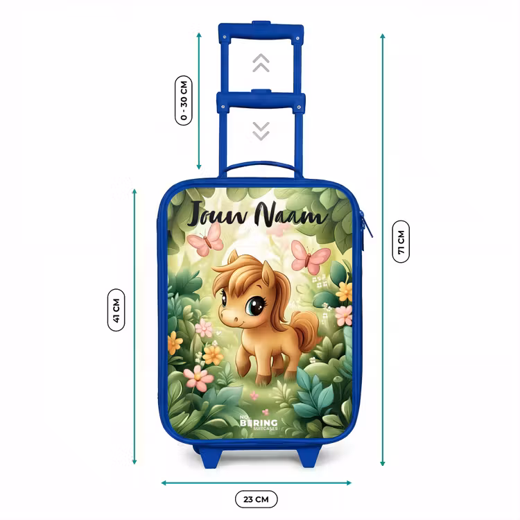 Paard - Bloemen - Vlinders Kinderkoffer - Blauw klein -productfoto_formaten