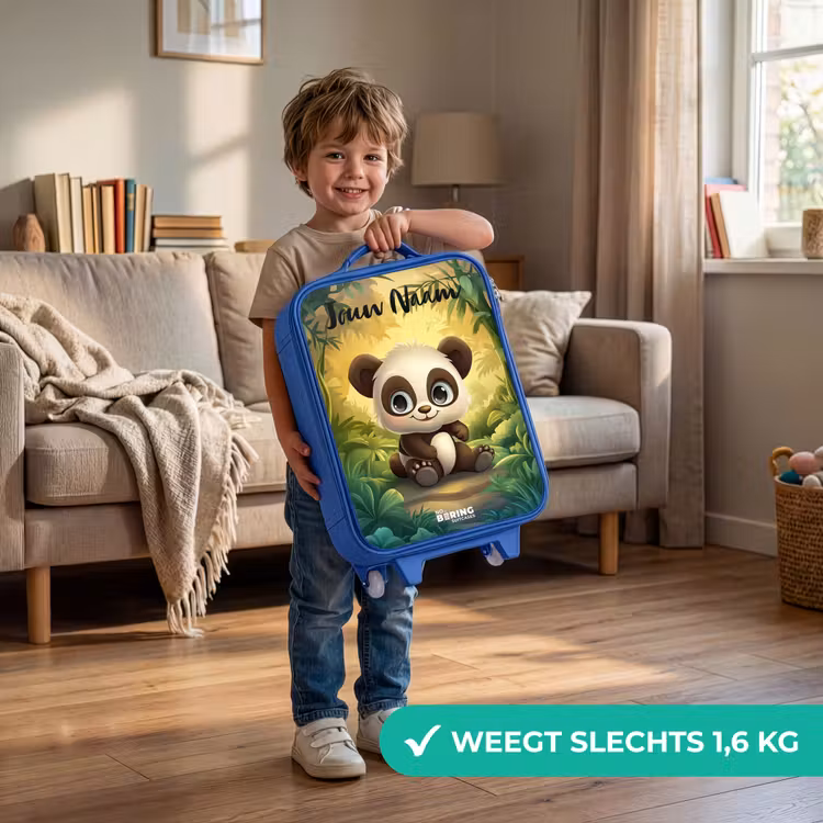 Panda - Bamboebos - Groen Kinderkoffer - Blauw klein -sfeer2_NL