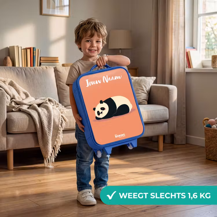 Panda - Slapen - Oranje Kinderkoffer - Blauw klein -sfeer2_NL
