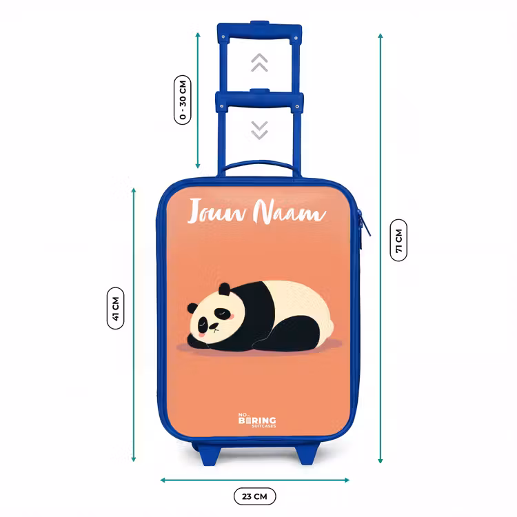 Panda - Slapen - Oranje Kinderkoffer - Blauw klein -productfoto_formaten