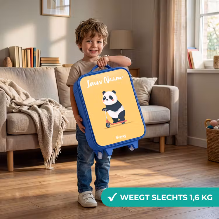 Panda - Step - Geel Kinderkoffer - Blauw klein -sfeer2_NL
