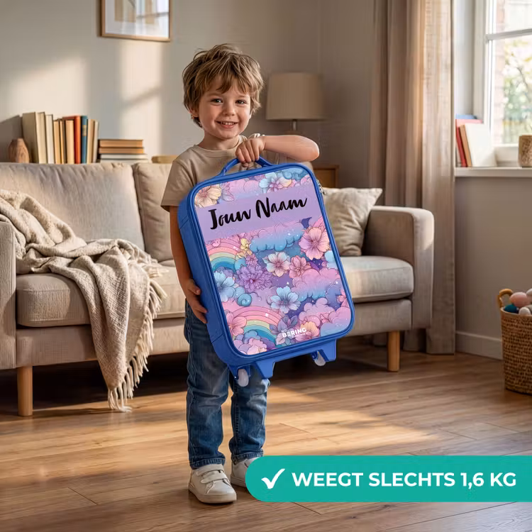 Regenbogen - Bloemen - Kleurrijk Kinderkoffer - Blauw klein -sfeer2_NL