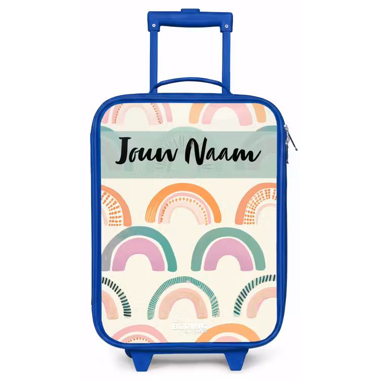 Regenboog - Pastel - Patroon Kinderkoffer - Blauw klein -zz3dotto