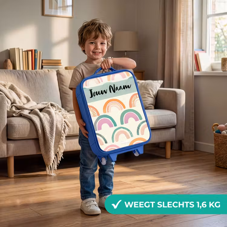 Regenboog - Pastel - Patroon Kinderkoffer - Blauw klein -sfeer2_NL