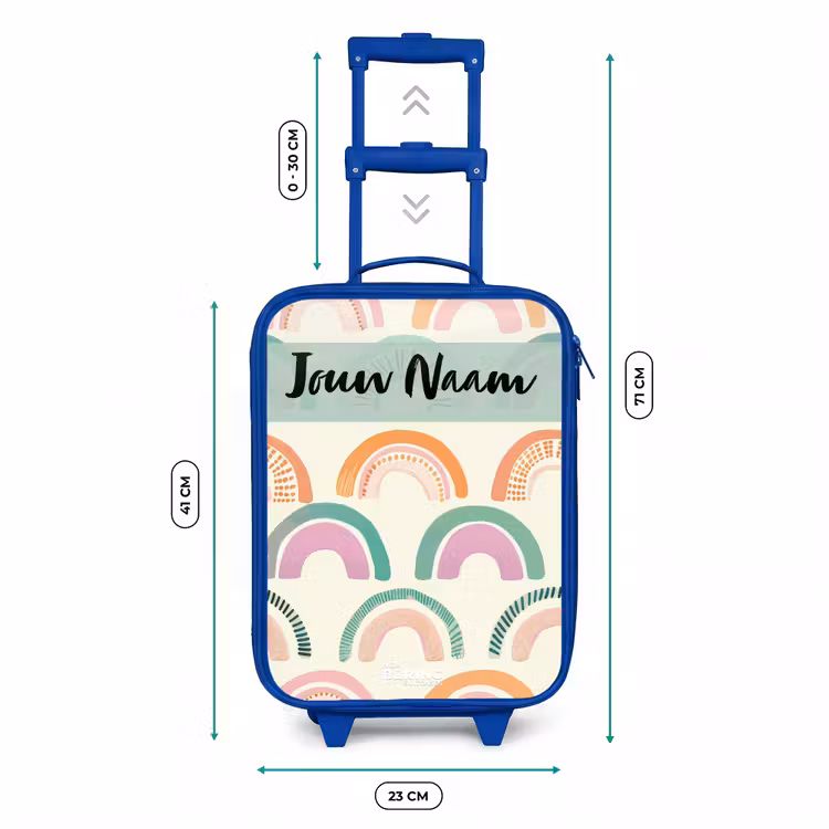 Regenboog - Pastel - Patroon Kinderkoffer - Blauw klein -productfoto_formaten