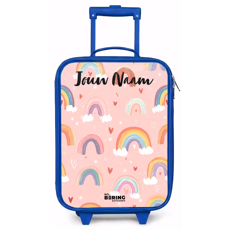 Regenboog - Patroon - Pastel Kinderkoffer - Blauw klein -zz3dotto