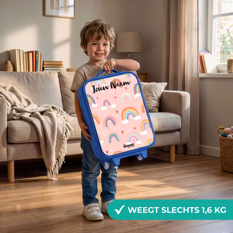 Regenboog - Patroon - Pastel Kinderkoffer - Blauw klein -sfeer2_NL