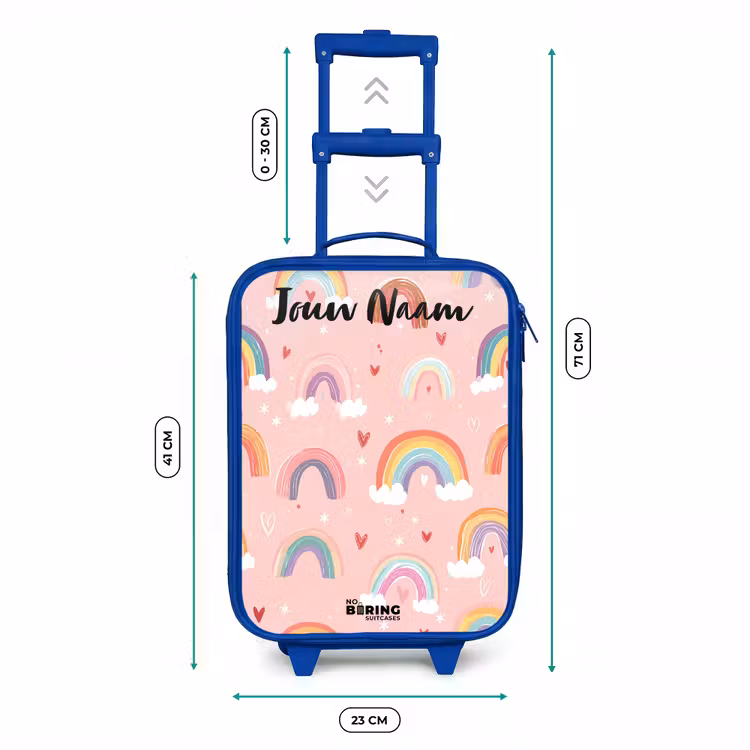 Regenboog - Patroon - Pastel Kinderkoffer - Blauw klein -productfoto_formaten