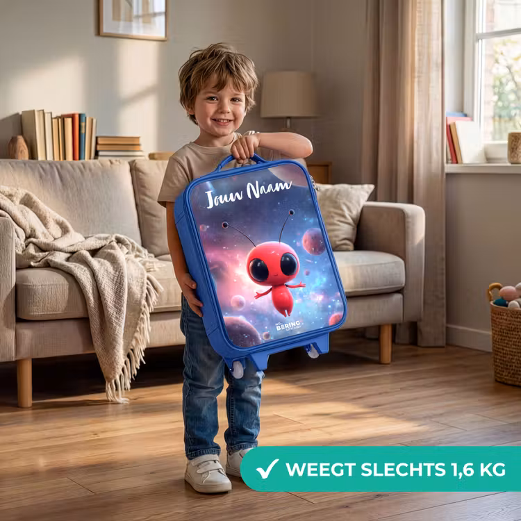 Rood Ruimtewezen in Kosmische Dans Kinderkoffer - Blauw klein -sfeer2_NL