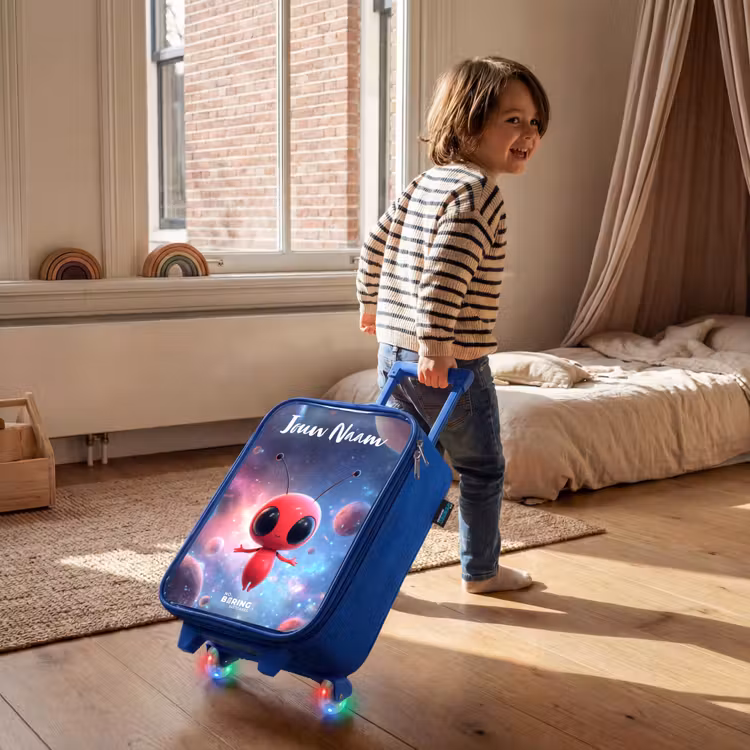 Rood Ruimtewezen in Kosmische Dans Kinderkoffer - Blauw klein -sfeer1
