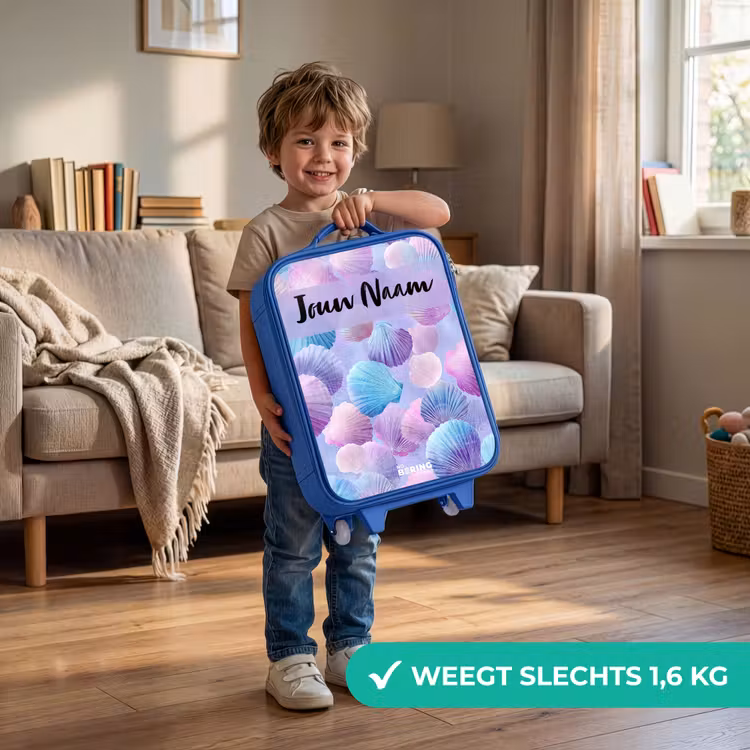 Schelpen - Paars - Blauw - Patroon Kinderkoffer - Blauw klein -sfeer2_NL