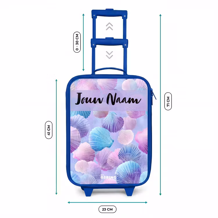 Schelpen - Paars - Blauw - Patroon Kinderkoffer - Blauw klein -productfoto_formaten