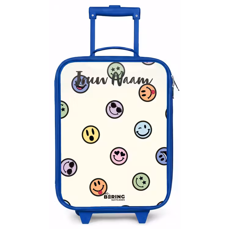 Speelse smiley-mix Kinderkoffer - Blauw klein -zz3dotto