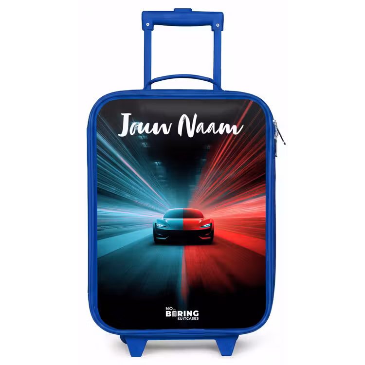 Sportauto - Blauw - Neon - Stad Kinderkoffer - Blauw klein -zz3dotto