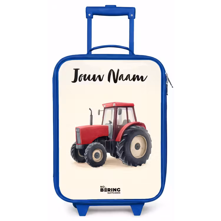 Tractor - Getekend - Rood Kinderkoffer - Blauw klein -zz3dotto
