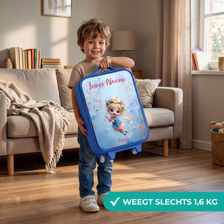 Vlinderfee in Bloemenlucht Kinderkoffer - Blauw klein -sfeer2_NL