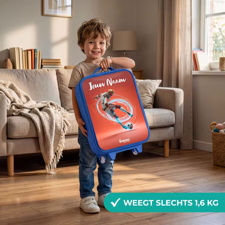 Voetballer - Bal - Lichtcirkel - Rood Kinderkoffer - Blauw klein -sfeer2_NL