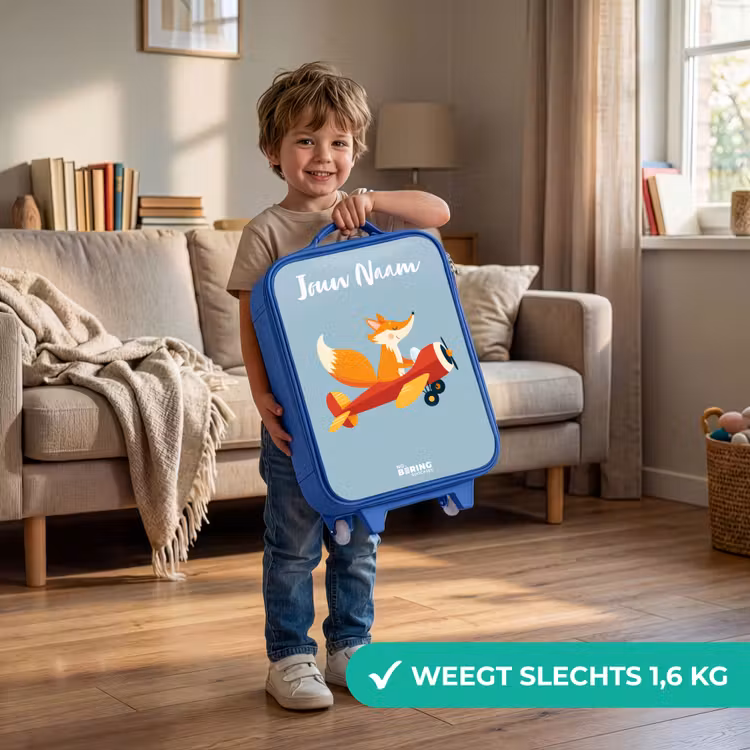 Vos - Vliegtuig - Vliegen Kinderkoffer - Blauw klein -sfeer2_NL