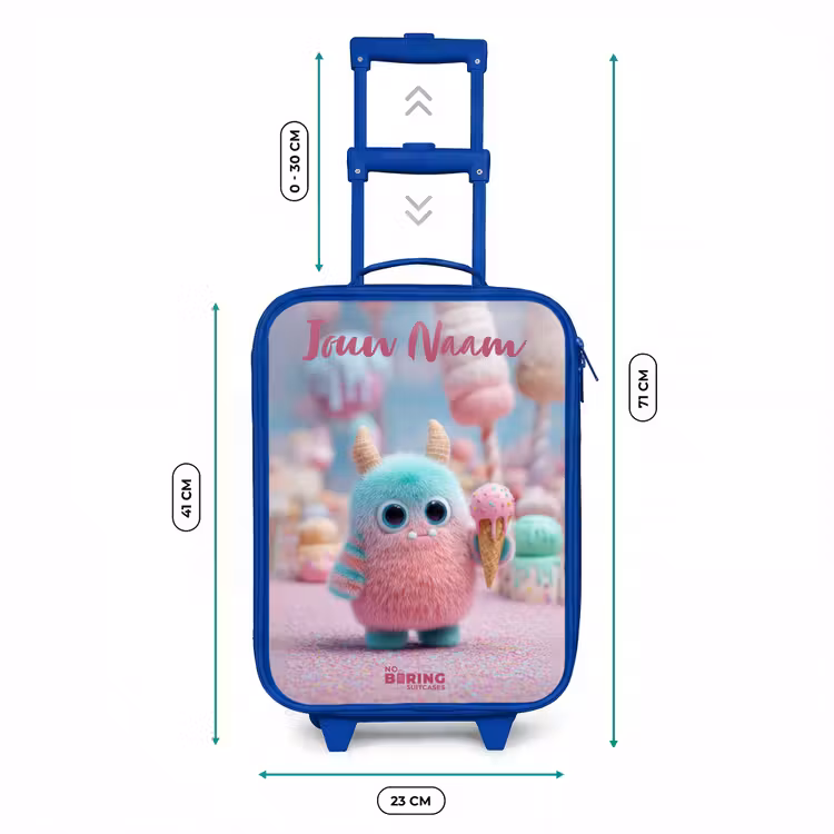 Zoet Monstersnoep Avontuur Kinderkoffer - Blauw klein -productfoto_formaten