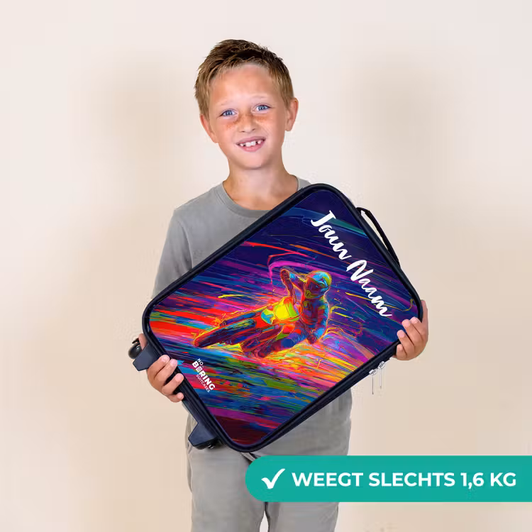 Crossmotor - Neonkleuren - Lijnen - Helm Kinderkoffer - Zwart klein -sfeer4_NL