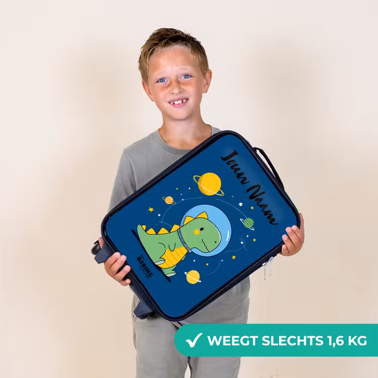 Dino - Planeet - Ster - Blauw Kinderkoffer - Zwart klein -sfeer4_NL